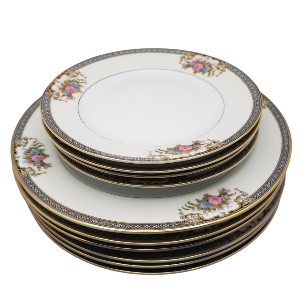10 Noritake Grasmere Salad & Bread Butter Plate Gold Rim Japan Floral Fine China